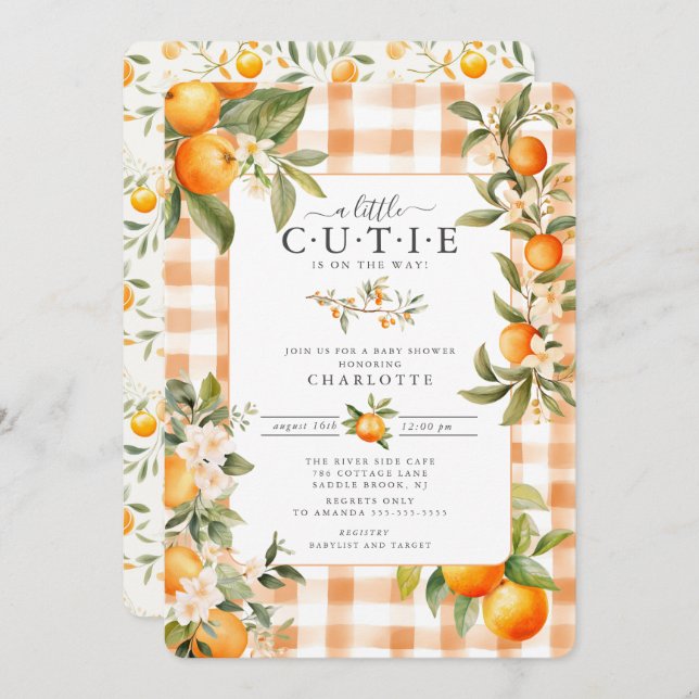 Orange Blossom Bliss Baby Shower Invitation (Front/Back)