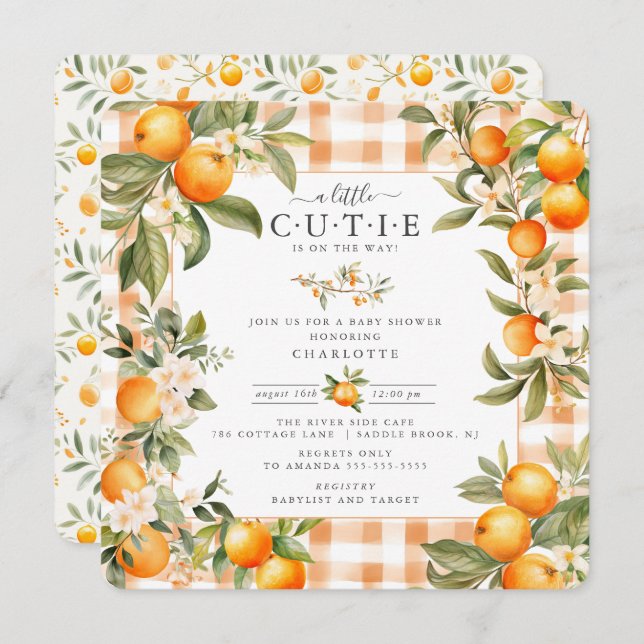 Orange Blossom Bliss Baby Shower Invitation (Front/Back)