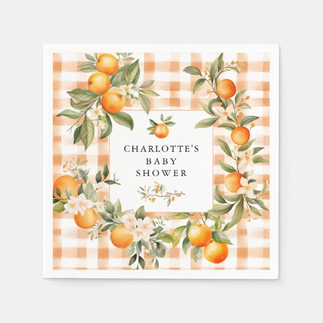 Orange Blossom Bliss Little Cutie Baby Shower Napkin (Front)