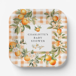 Orange Blossom Bliss Little Cutie Baby Shower Paper Plate