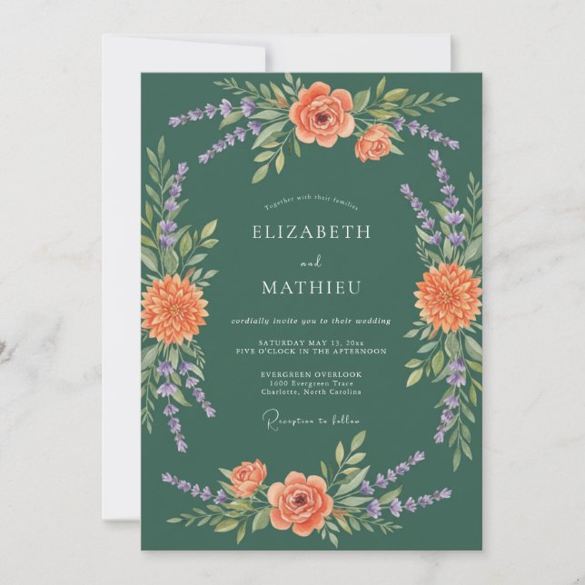 Orange Blossom Botanical Arch Wedding Invitation (Front)