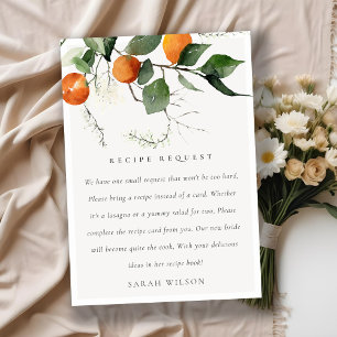 Orange Blossom Botanical Recipe Request Bride Enclosure Card