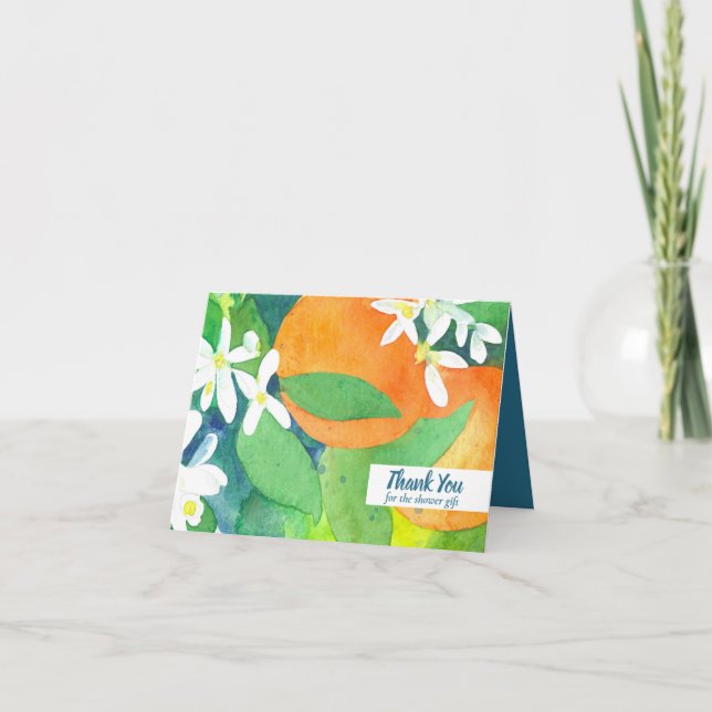 Orange Blossom Citrus Fruit Shower Gift Thank You Card (Front)