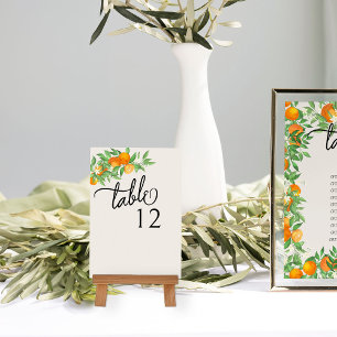 Orange Blossom Citrus Fruit Wedding Table Number