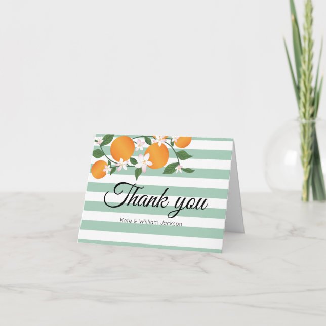 Orange Blossom Citrus Wedding Thank You Card (Front)