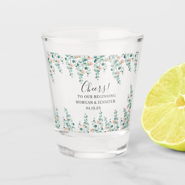 Orange Blossom Floral Bridal Shower Shot Glass (Front)