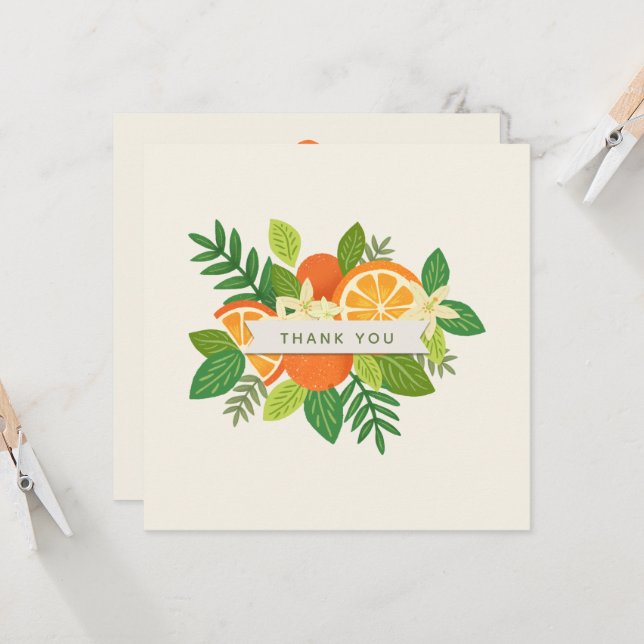Orange Blossom Folded Thank You Card (Front/Back In Situ)
