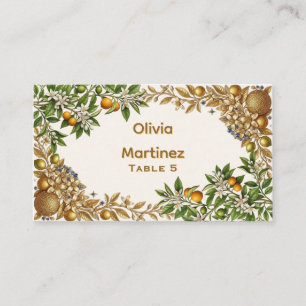 Orange Blossom Gold Floral Wedding Place Card