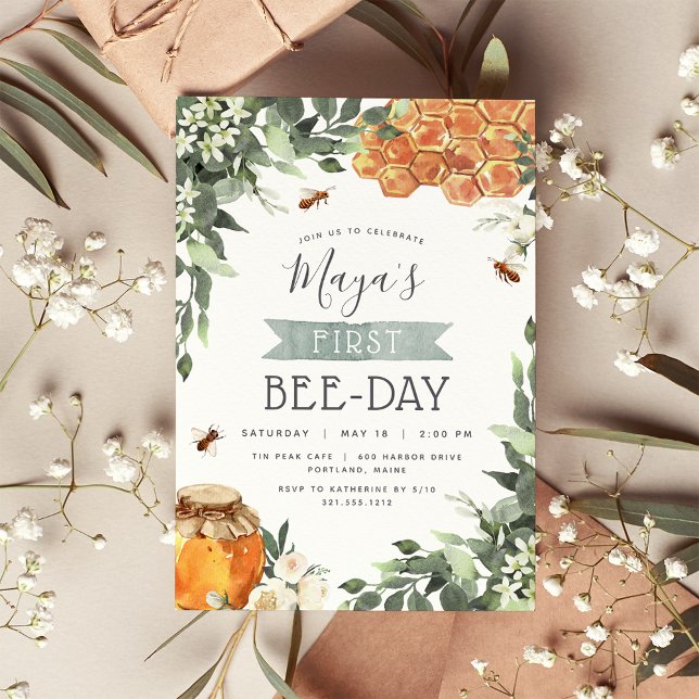 Orange Blossom Honey Bee-Themed Birthday Party Invitation (Creator Uploaded)