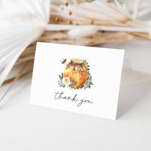 Orange Blossom Honeybee Couples Monogram Thank You