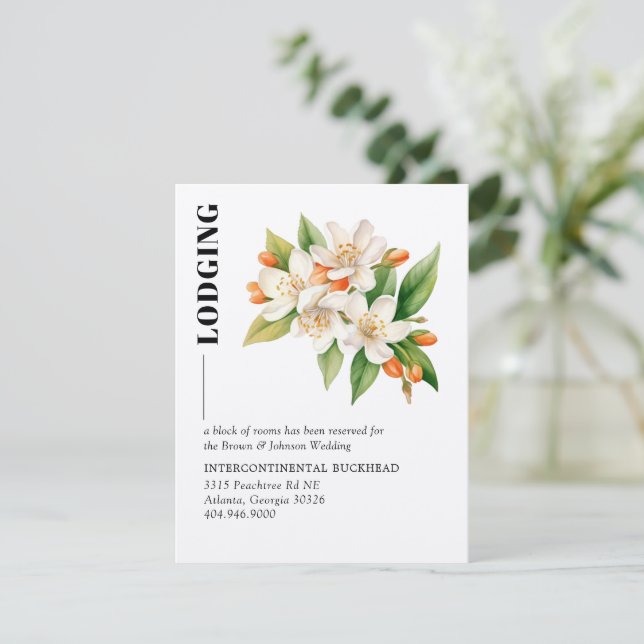Orange Blossom & Jasmine Blooms Enclosure Card (Standing Front)