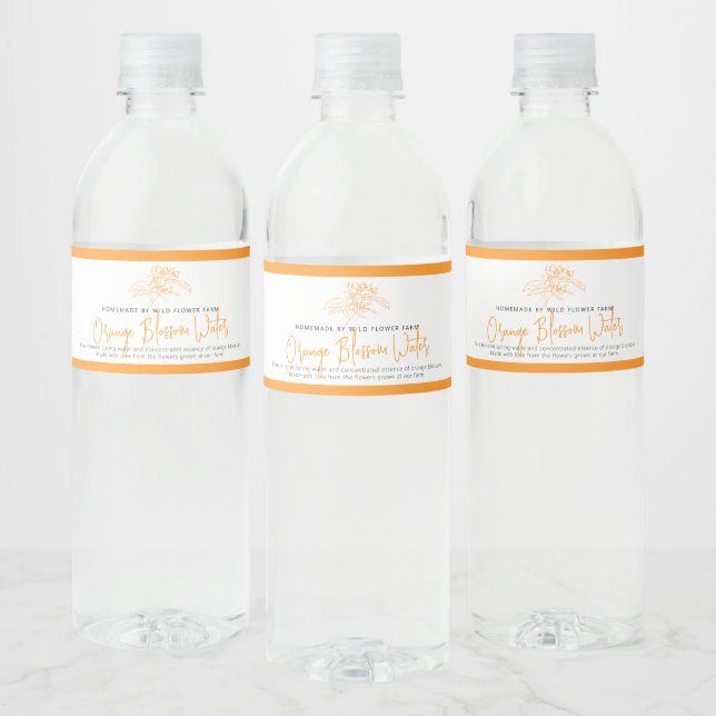 Orange blossom water drawing orange product small bottle label (Bottles)
