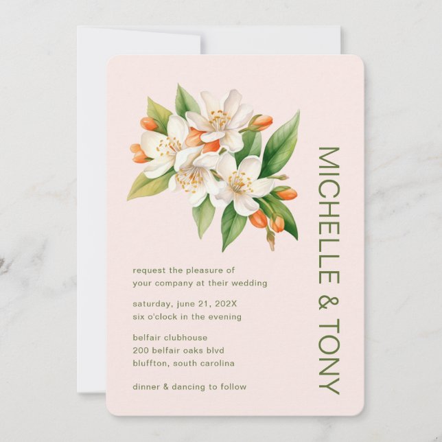 Orange Blossom Wedding Invitation (Front)