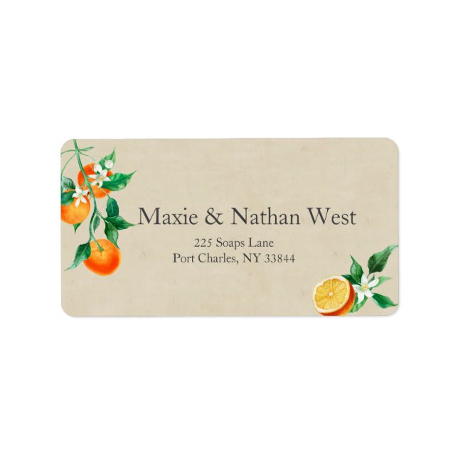Orange Blossom Wedding Label (Front)
