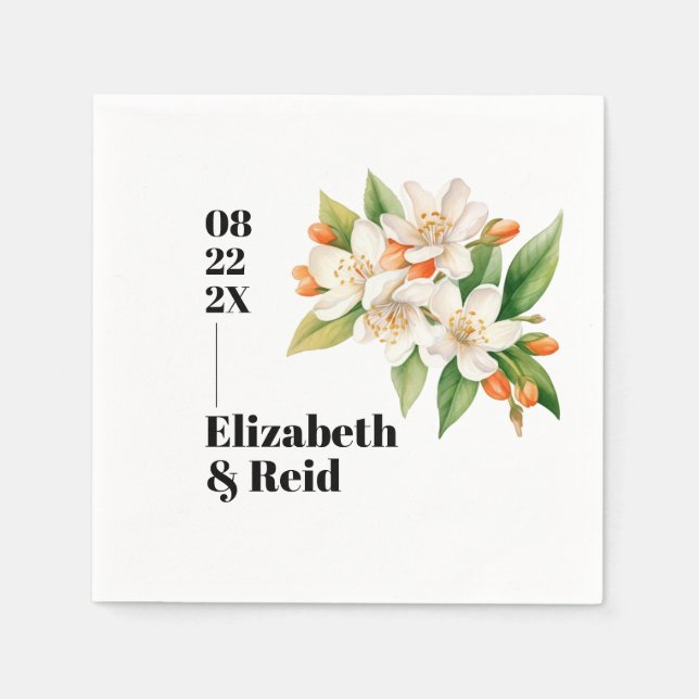 Orange Blossom Wedding Napkins (Front)