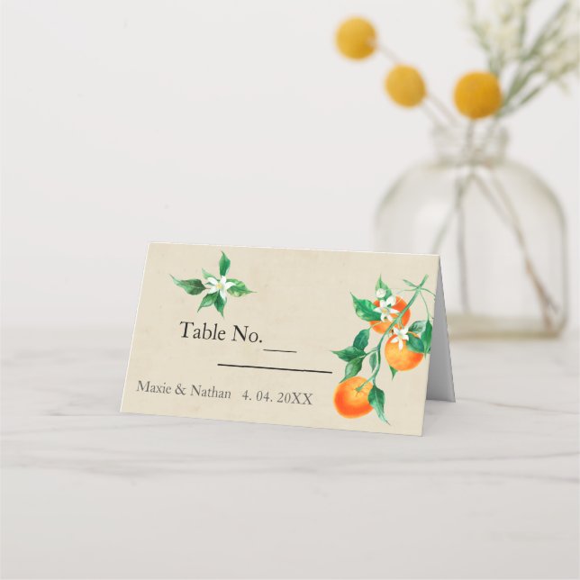 Orange Blossom Wedding Place Card (Front)