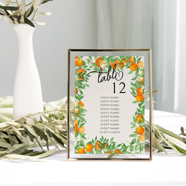 Orange Blossom Wedding Table Seating Chart (Table Number Seating Chart  from the Orange Blossom Wedding Collection by Darling & May)
