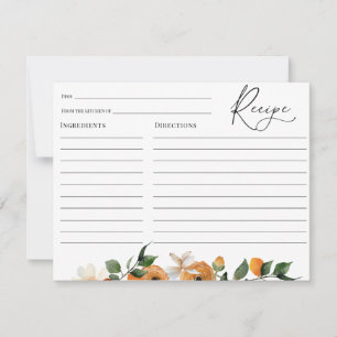 Orange Blossoms Bridal Shower Recipe Card