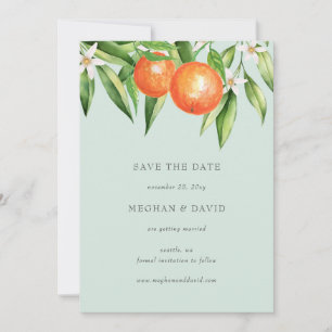 Orange Blossoms Citrus Botanical Save the Date  Announcement