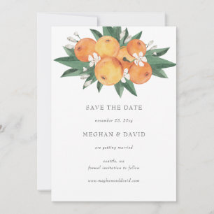 Orange Blossoms Citrus Botanical Save the Date  Announcement