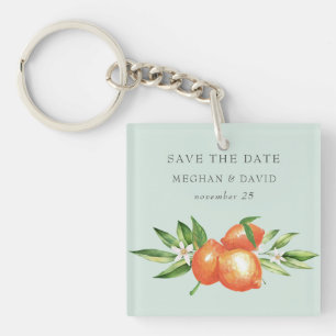 Orange Blossoms Citrus Botanical Save the Date Key Ring