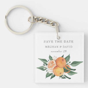 Orange Blossoms Citrus Botanical Save the Date Key Ring