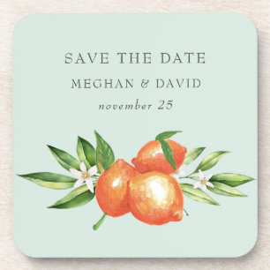 Orange Blossoms Citrus Botanical Wedding   Coaster