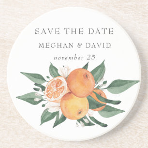 Orange Blossoms Citrus Botanical Wedding   Coaster