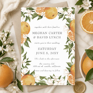 Orange Blossoms Citrus Botanical Wedding Invitation