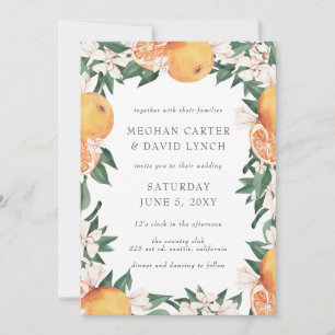 Orange Blossoms Citrus Botanical Wedding Invitation