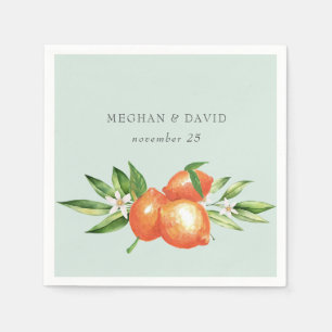 Orange Blossoms Citrus Botanical Wedding Napkin