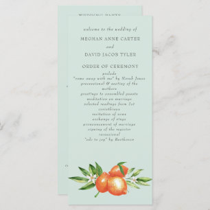 Orange Blossoms Citrus Botanical Wedding  Program