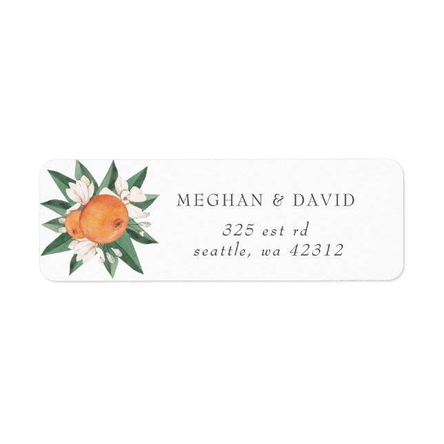 Orange Blossoms Citrus Botanical Wedding  Return Address Label (Front)