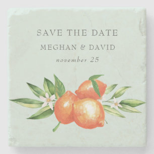 Orange Blossoms Citrus Botanical Wedding   Stone Coaster
