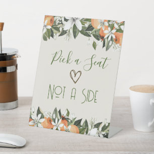 Orange & Blossoms Elegant Floral Pedestal Sign