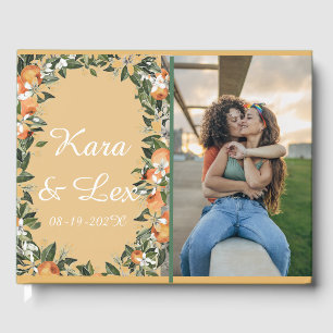 Orange & Blossoms Elegant Floral Wedding Guest Book
