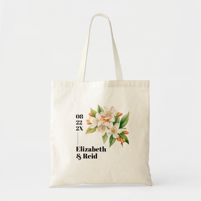 Orange Blossoms & Jasmine Blooms Wedding Tote Bag (Front)
