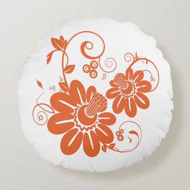 Orange Blossoms Round Cushion (Front)
