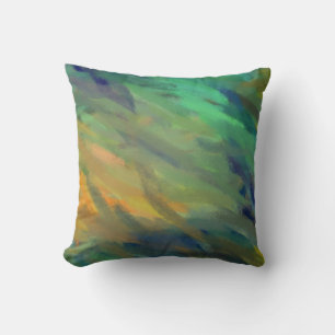 Orange Blue Abstract Art Painting 3 Cushion
