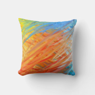 Orange Blue Abstract Art Painting 6 Cushion