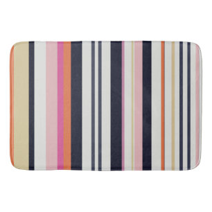 Orange, Blue and Pink Stripes Bath Mat