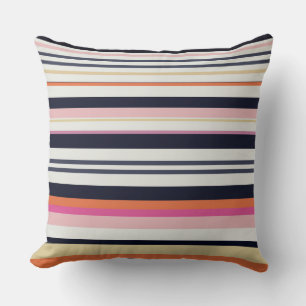 Orange, Blue and Pink Stripes Cushion