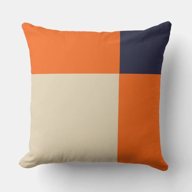 Orange Blue and Taupe Cushion (Front)
