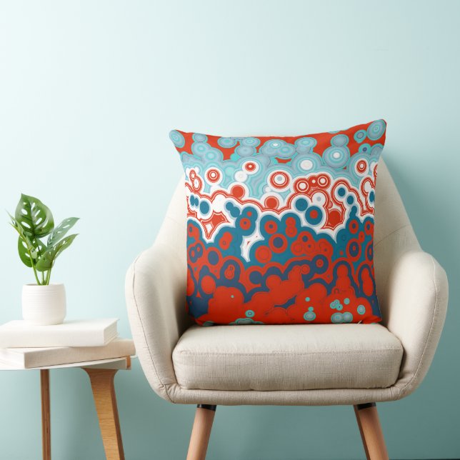 Orange, blue and Turquoise Geometric Cushion (Chair)