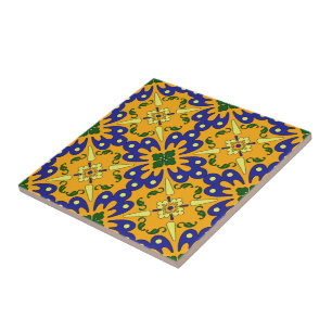 Orange Blue And Yellow Talavera Tile Pattern