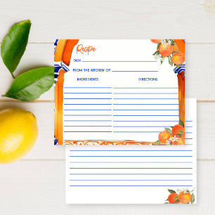 Orange blue azulejo talavera tiles recipe card