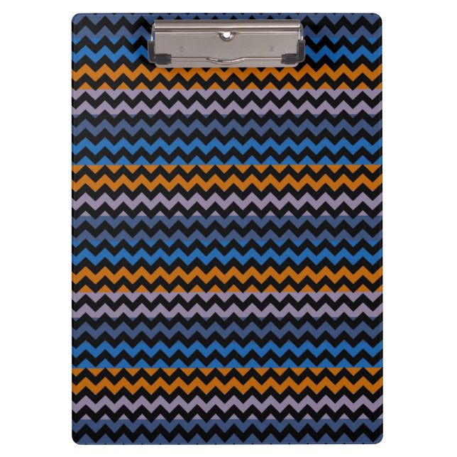 Orange Blue Black Chevron Zigzag Clipboard (Front)