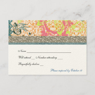 Orange Blue Boho Chic Gypsy rsvp Card