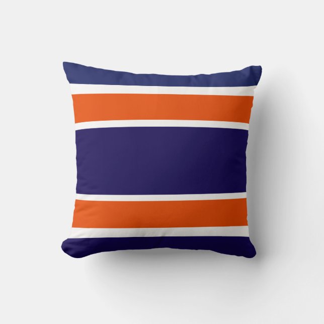Orange & Blue Bold Stripe Decorative Pillow (Front)