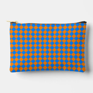 Orange Blue Chequered Diamond Pattern Small Accessory Pouch